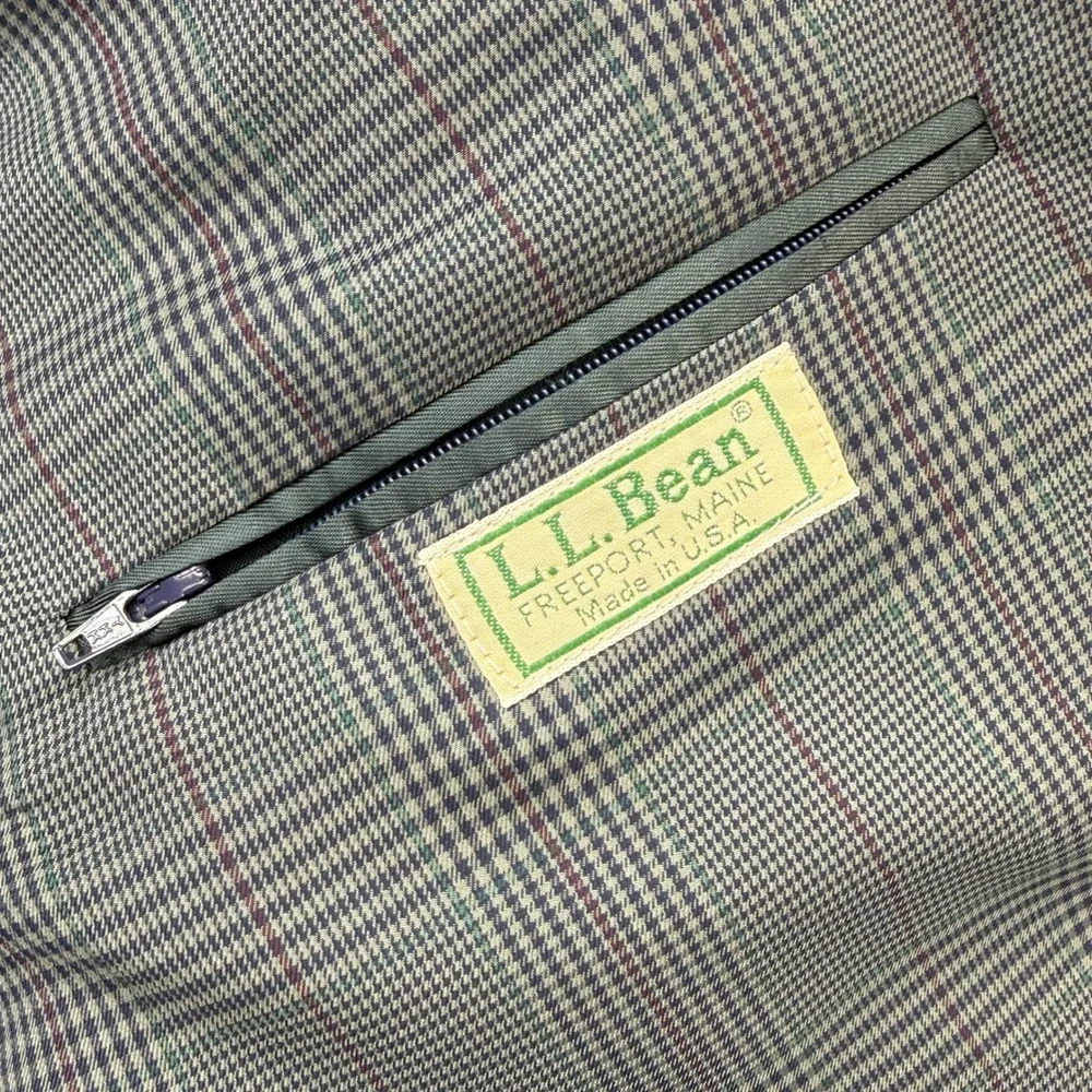 Vintage L.L. Bean Blazer Sport Coat Mens 44R Grey Blue Glen Plaid Made in USA